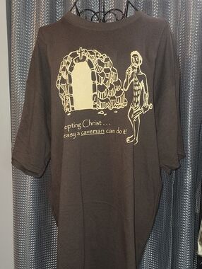 Graphic Caveman T‑Shirt in Brown with Cream Print